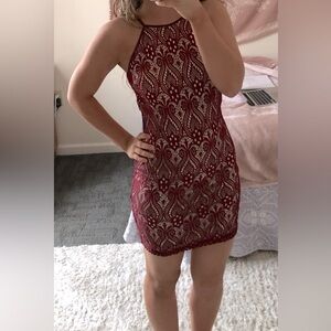 Burgundy/Nude Dress size small